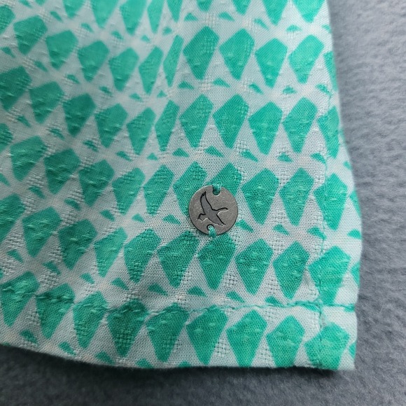 Eddie Bauer Tank Top Women's Large Green White Geometric 100%‎ Rayon Split Neck - Picture 6 of 10